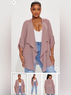 Fashion Nova Dusty Rose Button Down Draped Shirt